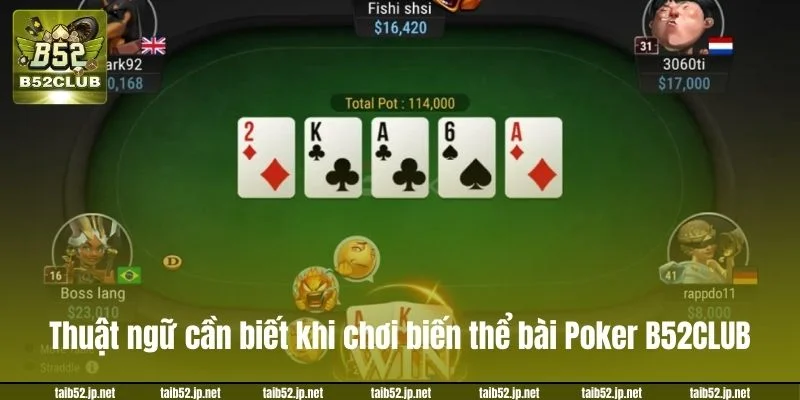 Bài Poker B52CLUB: Chi Tiết Luật Sát Phạt Mới 2026 Một số thuật ngữ quan trọng bạn cần biết khi chơi biến thể bài Poker B52CLUB.